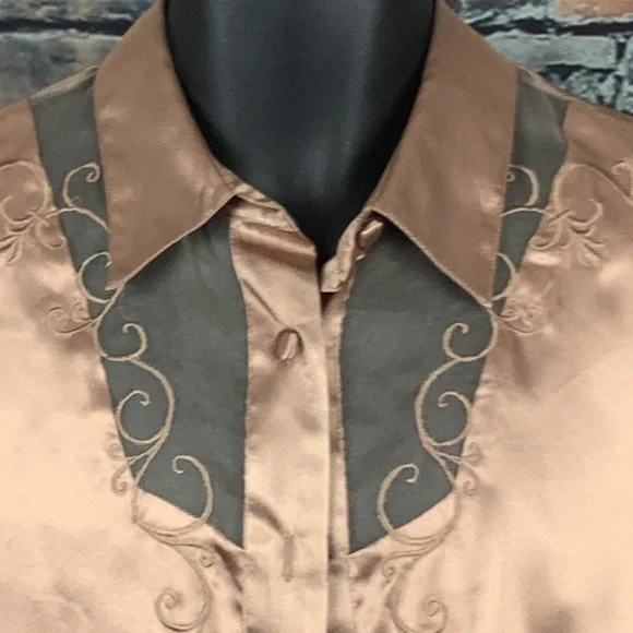 Laura & Jayne Petite gold sheer blouse Size 12 - Picture 2 of 7